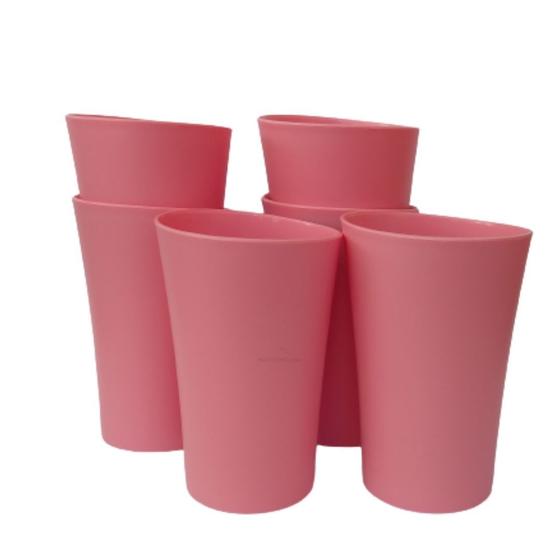 Imagem de Kit 06 Copos Plastico Duro Resistente Bebidas 400ml Rosa