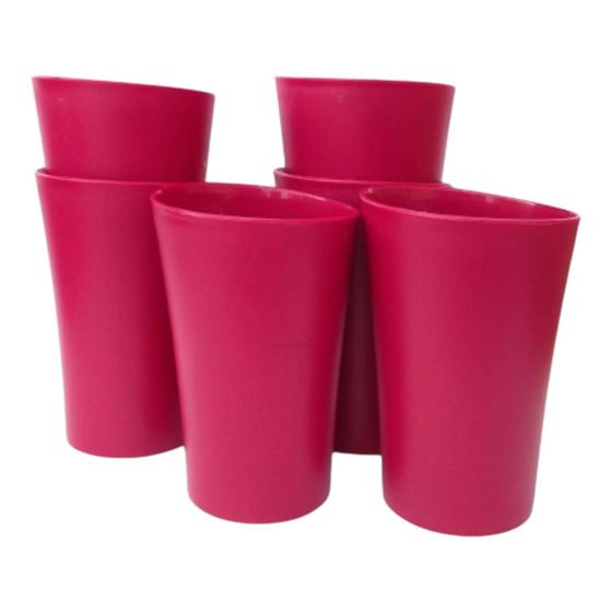 Imagem de Kit 06 Copos Plastico Duro Resistente Bebidas 400ml Vermelho