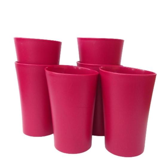 Imagem de Kit 06 Copos Plastico Duro Resistente Bebidas 400Ml Vermelho