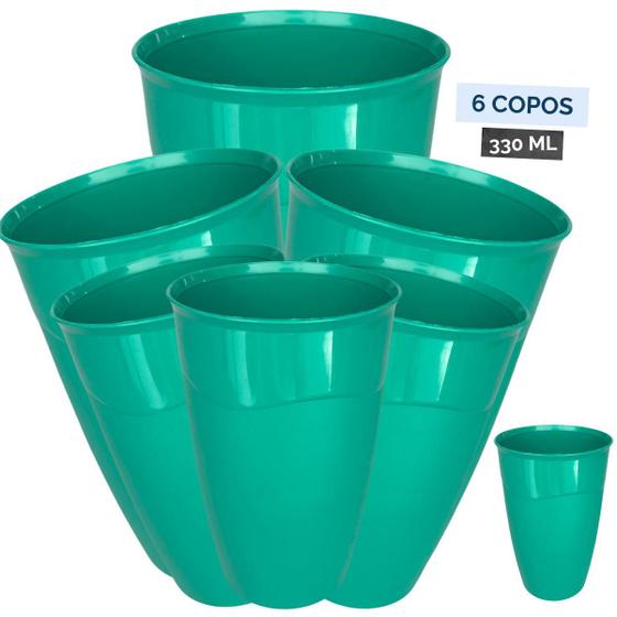 Imagem de Kit 06 Copos Plastico Resistente Bebidas 300ml Reutilizável Flexivel Não Quebra