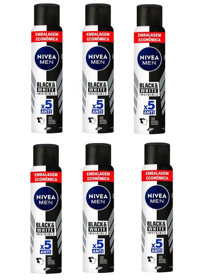 Imagem de Kit 06 Desodorante Black White Invisible 200ml - Nivea