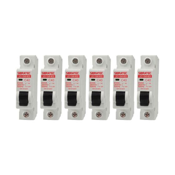 Imagem de Kit 06 disjuntor din mono  c401 1p - 40a - 5ka 240/415v