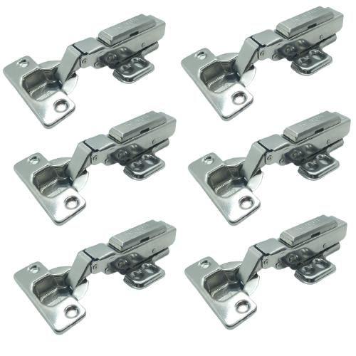 Imagem de Kit 06 Dobradiça Curva Inox Amortecedor Click Móveis Portas