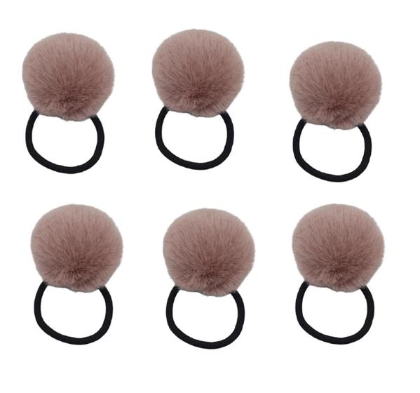 Imagem de Kit 06 elásticos cabelo pompom veludo estiloso sofisticado