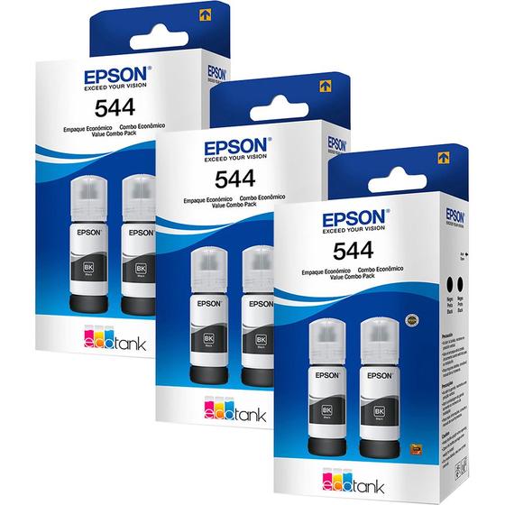 Imagem de Kit 06 garrafas de Tintas T544 Preto Para L1110