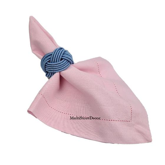 Imagem de KIT 06 Guardanapo de Tecido 40 x 40cm Pink Ponto Ajour - Acabamento Canto Mitrado - Várias Cores e Estampas