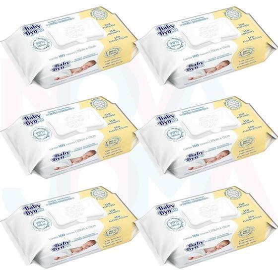 Imagem de Kit 06 Pacote De Toalha Umedecida Baby Byn Recém Nascido C/100 Toalhas cada Pct Cada