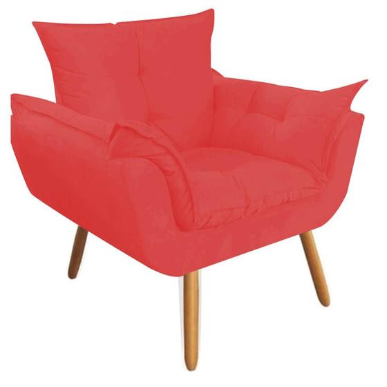 Imagem de Kit 06 Poltrona Cadeira Decorativa  Opala Sala de Estar Recepção Consultório Escritório Suede Vermelho - KDAcanto Móveis