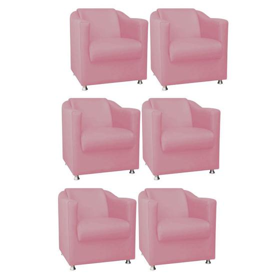 Imagem de Kit 06 Poltrona Cadeira Decorativa Tilla   Para Sala de Estar Recepção Escritório Suede Rose - Damaffê Móveis