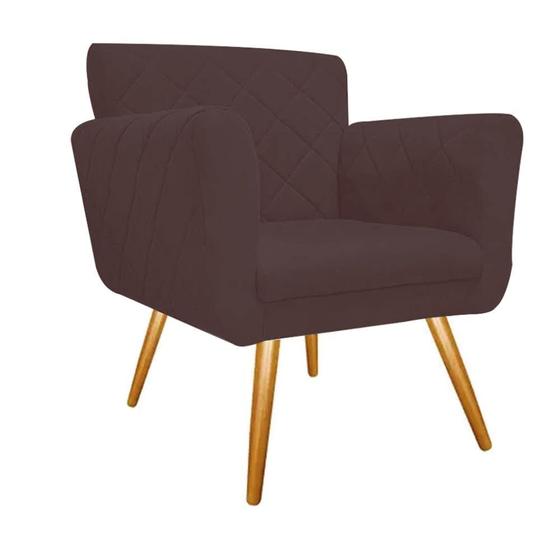 Imagem de Kit 06 Poltronas Cadeira Decorativa Cloe  Pé Palito Para Sala de Estar Recepção Escritório Corinho Marrom - KDAcanto Móveis