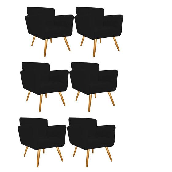 Imagem de Kit 06 Poltronas Cadeira Decorativa Cloe  Pé Palito Para Sala de Estar Recepção Escritório Corinho Preto - KDAcanto Móveis