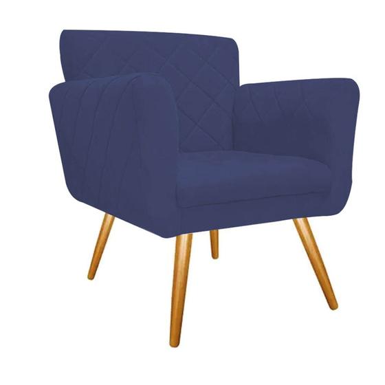 Imagem de Kit 06 Poltronas Cadeira Decorativa Cloe  Pé Palito Para Sala de Estar Recepção Escritório Suede Azul Marinho - KDAcanto Móveis