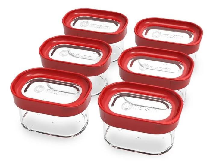 Imagem de Kit 06 pote modulus hermetico 60 150ml vermelho