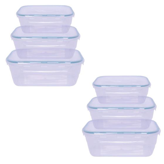 Kit 06 Potes Plástico Herméticos 500/1000/1500ml Food Lock Menor preço em Kit 06 Potes Plástico Herméticos 500/1000/1500ml Food Lock