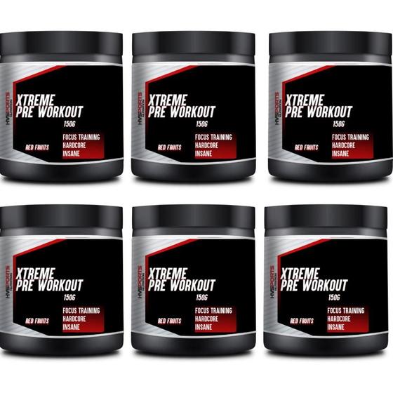 Imagem de KIT 06 POTES Pré Treino EXTREME PREWORKOUT 150G - HVSPORTS