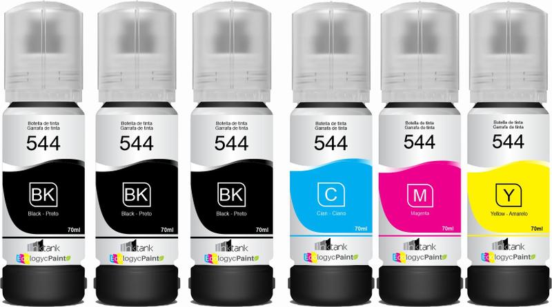 Imagem de Kit 06 Refil Tinta Para Epsonn T544 L3110 L3250 L3150 Tintas compatíveis