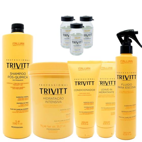 Imagem de Kit 06 Salão Trivitt Shampoo Masc. Cond. Leavein, Térmico e Ampolas