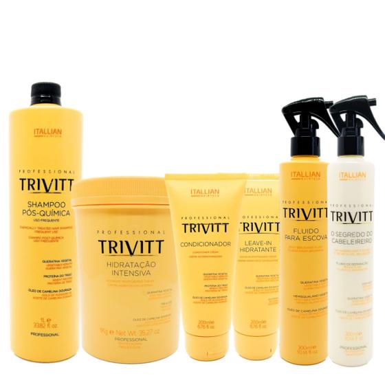 Imagem de Kit 06 Salão Trivitt Shampoo Masc. Cond. Leavein, Térmico e O Segredo