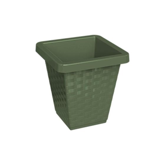 Imagem de Kit 06 Vasos Rattan Quadrado De Flor De Plástico 3 Litros Vaso Reforçado Para Flores Jardim Decoração Verde