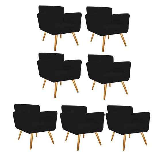 Imagem de Kit 07 Poltronas Cadeira Decorativa Cloe  Pé Palito Para Sala de Estar Recepção Escritório Corinho Preto - Damaffê Móveis