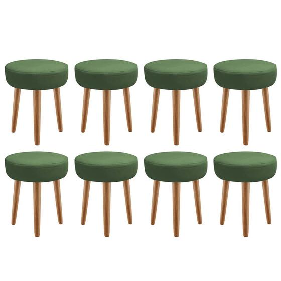 Imagem de Kit 08 Banqueta Alta Julia Industrial 55cm Pé Palito Carvalho Suede Verde - Ahz Móveis