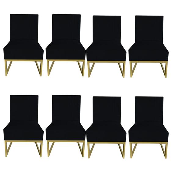 Imagem de Kit 08 Cadeiras Ellen Base de Ferro suede Preto - D'Classe Decor