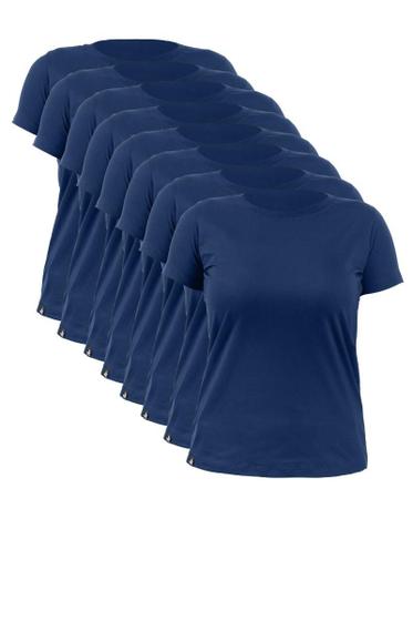 Imagem de Kit 08 Camisetas Meia Malha 100% Algodão Fio 30.1 Penteado Premium Feminino