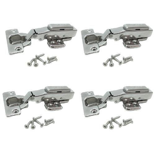 Imagem de Kit 08 Dobradiça Reta Inox Amortecedor Click Móveis Armários