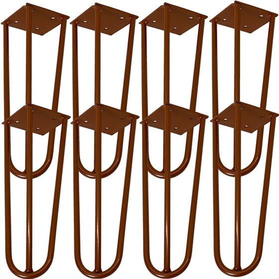 Imagem de Kit 08 Pés de Ferro Aço Hairpin Legs 25 cm Bronze A01 Sofá Móveis Mesa - Inoviza