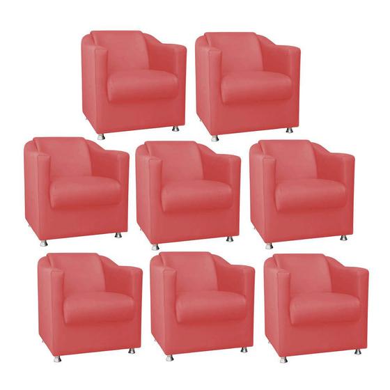 Imagem de Kit 08 Poltrona Cadeira Decorativa Tilla   Para Sala de Estar Recepção Escritório Corinho Vermelho - Damaffê Móveis