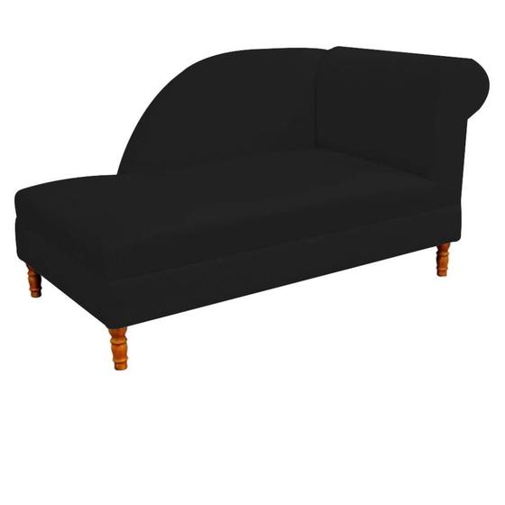 Imagem de Kit 08 Recamier  Decorativa  Judi Pé em Madeira  2 Lugares Sala de Estar Recepção Escritório Suede Preto - KDAcanto Móveis
