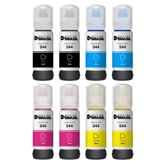 Imagem de Kit 08 Refil de Tinta compatível T544 para impressora Ecotank Epson L3250