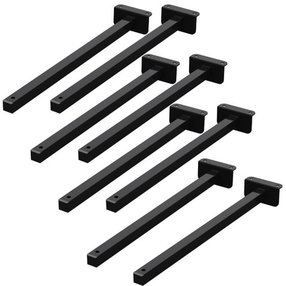 Imagem de KIT 08 Suportes Haste De Refletor Led Parede Fachada Banner Base L Curva 100 Cm