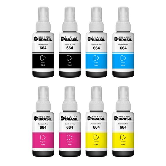 Imagem de KIT 08 tintas T664 para epson compatível com impressora L110, L120, L121