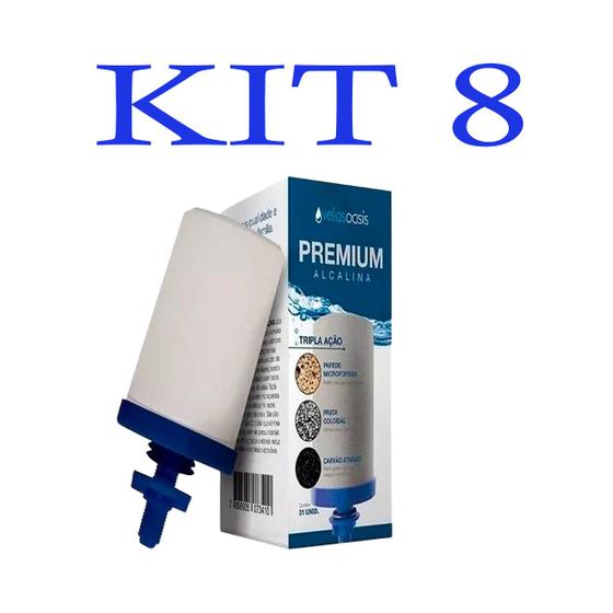 Imagem de Kit 08 Velas Para Filtro Barro Alcalina Premium Tripla Ação Oasis