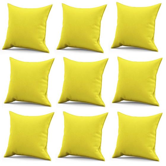 Imagem de Kit 09 Almofadas Decorativa Quadrada Lih 45x45cm Cheia com Enchimento material sintético Amarelo - Ahazzo Móveis