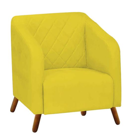 Imagem de Kit 09 Poltrona Cadeira Lotus Decorativa Recepção Sala De Estar Suede Amarelo - KDAcanto Móveis