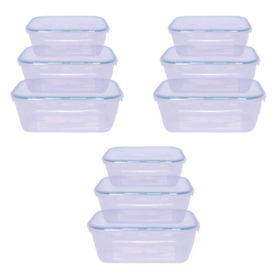 Kit 09 Potes Plástico Herméticos 500/1000/1500ml Food Lock Menor preço em Kit 09 Potes Plástico Herméticos 500/1000/1500ml Food Lock