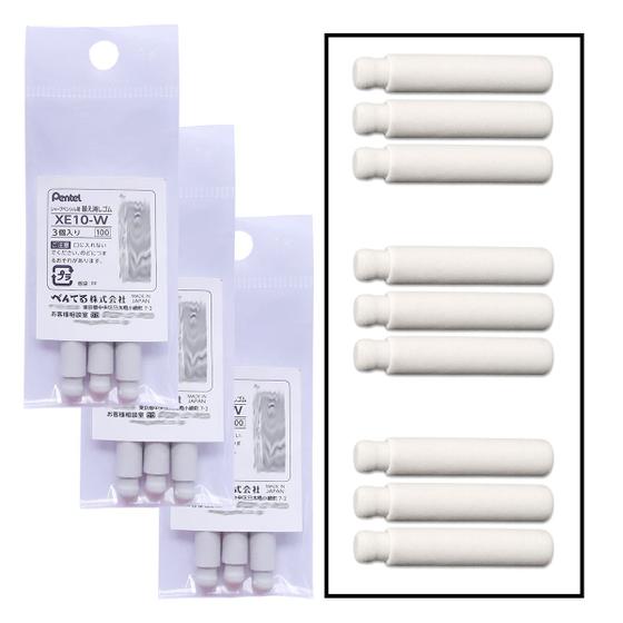Imagem de Kit 09 Refil Borracha para Lapiseira PENTEL Twist Erase Mod. XE10-W Embalagem com 3 un.