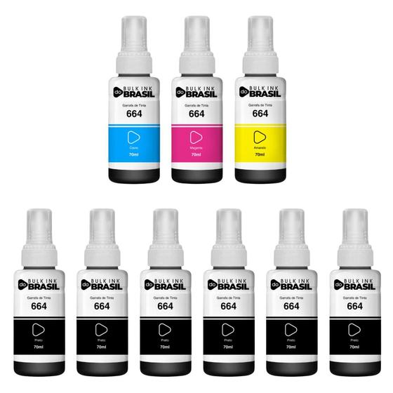 Imagem de KIT 09 tintas T664 compatível epson para impressora L110, L120, L121, L200, L210