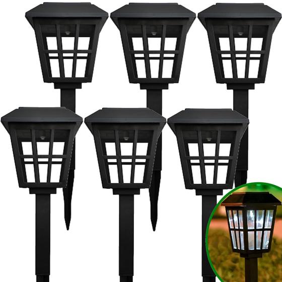 Imagem de Kit 1/2/3/4/6 Luminária Ecoforce Solar 10x Mais Forte Branco Jardim Á Prova De Água Balizador Poste Automático