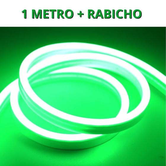 Imagem de KIT 1 a 10 Metros Mangueira Fita LED Neon Flex Verde + Rabicho