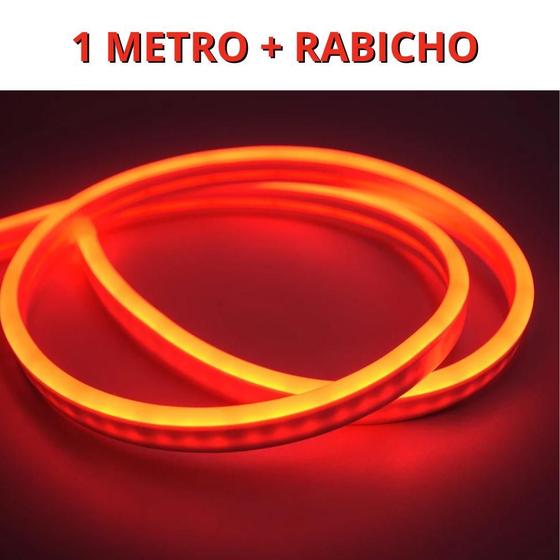 Imagem de KIT 1 a 10 Metros Mangueira Fita LED Neon Flex Vermelho + Rabicho