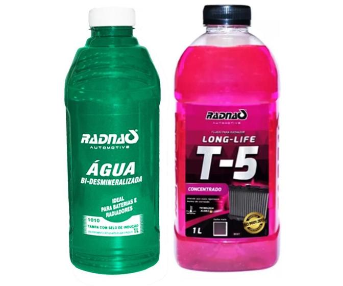 Imagem de Kit 1 aditivo rosa concentrado e 1 agua desmineralizada para radiador 1 litro