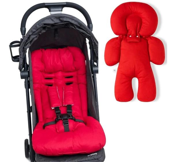 Imagem de Kit 1 almofada para carrinho 1 bebê conforto - vermelho