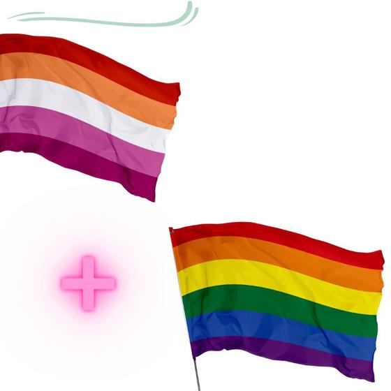 Imagem de KIT - 1 Bandeira LÉSBICA + 1 Bandeira GAY