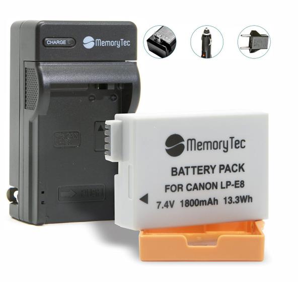 Imagem de Kit 1 Bateria Canon LP-E8 + Carregador para Canon EOS Digital Rebel T2i, T3i, EOS digital SLR 550D, EOS KISS Digital x5