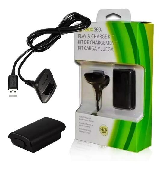 Imagem de Kit 1 Bateria P/ Controle Xbox 360 + 1 Cabo Carregador 1.4m