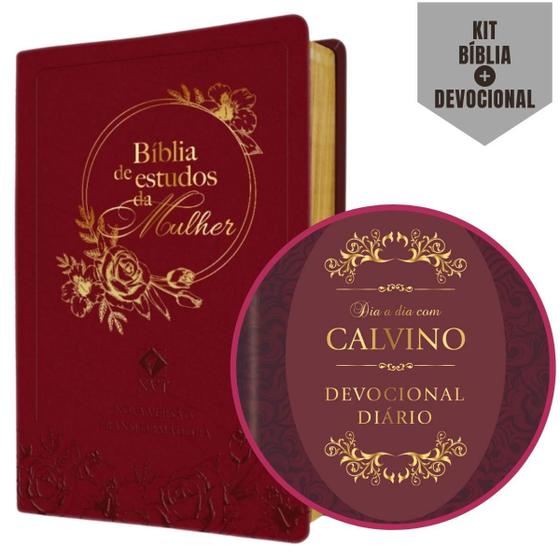 Imagem de Kit 1 Bíblia da Mulher NVT Luxo + 1 Livro Devocional Calvino - Livro/ Vida Cristão / Propósito