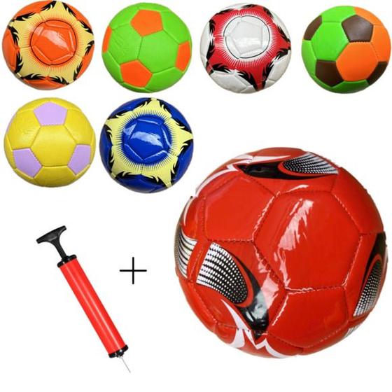 Imagem de Kit 1 Bola De Futebol N2 Material Sintético com 1 Bomba De Inflar